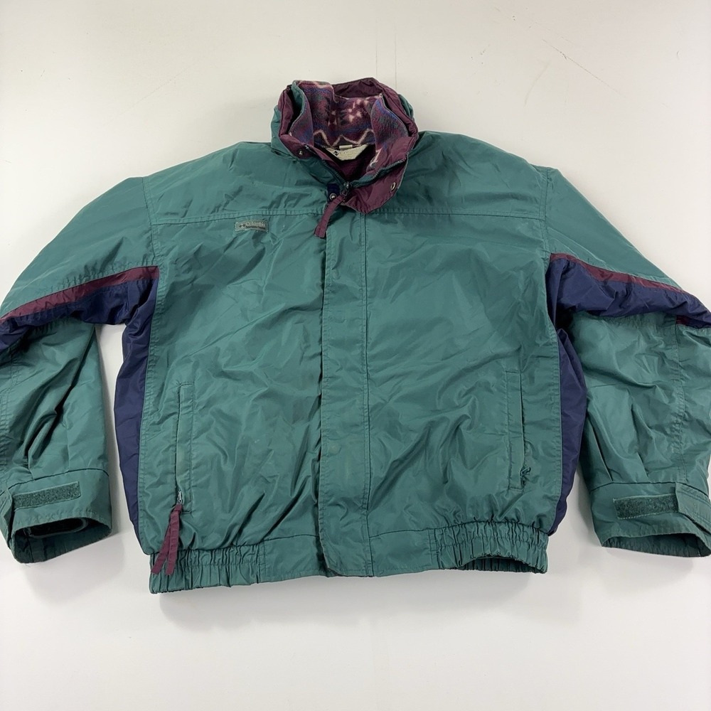 Vintage Columbia Bugaboo Jacket Mens Large Green 3-in-1 Fleece Lined Ski 90s